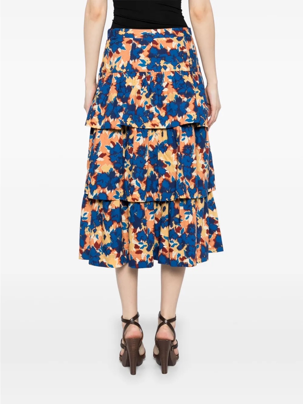 Ulla Johnson Winnie Tiered Ruffle Midi Skirt in Wildflower size 6 - Picture 3 of 8